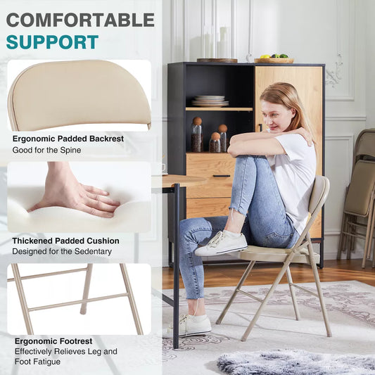 Musment Folding Chair with Vinyl Padded Seats ,Portable Dining Chairs