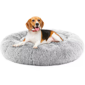 Musment Anti-Slip Round Fluffy Plush Faux Fur Cat Bed, Fits up to 25 lbs Pets