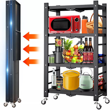 Storage Shelving Unit, Metal Shelf 15.35"W x 15.35"D x 62.20"H, Foldable Storage Shelf with Wheels, Garage Shelf, Kitchen Shelf