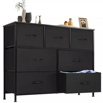 Tall Dresser Fabric Storage Tower ,Wooden Top for Kid Room, Closet, Entryway, Nursery