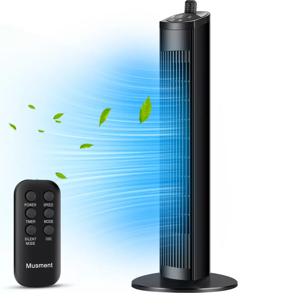 Tower Fan, Standing Floor Fans with Remote, 3-Speed, 15H Timer, LED Display, Oscillating Portable Tower Fans for Home, Bedroom & Office