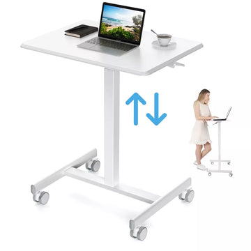Musment Height Adjustable Rolling Laptop Desk with Wheels | 25.7" x 19" | Sit Stand Mobile Workstation Cart