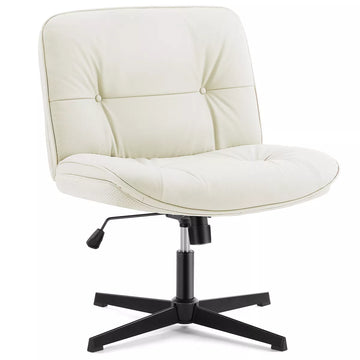 Musment Criss Cross Legged Chair, Armless Office Desk Wide Seat No Wheels, Swivel Height Adjustable Comfy