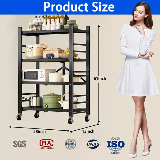 Musment Storage Shelves, Closet Organizers and Storage Foldable Metal Shelving Units for Garage Kitchen, Collapsible Organizer Rack