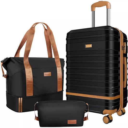 Musment 20 Inch Expandable Carry-on Suitcase Set 3 Piece Carry On Hardside Luggage with TSA Lock Spinner Wheels