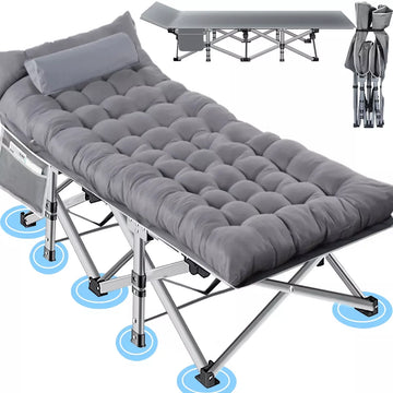 Folding Camping Cot with Pillow, 75" x 28" Heavy Duty Folding Bed Cot with Carry Bag for Traveling Camp Office