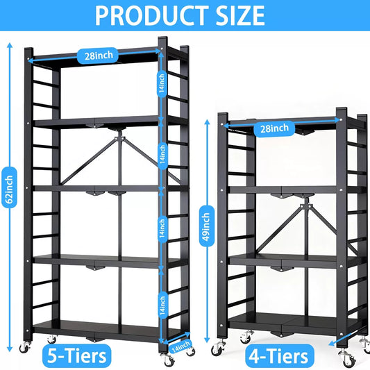 Musment 5-Tier Storage Shelving Unit, Foldable Storage Shelves Wire Shelving Unit