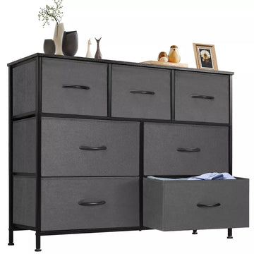 Tall Dresser Fabric Storage Tower ,Wooden Top for Kid Room, Closet, Entryway, Nursery