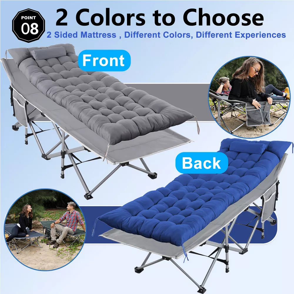 Musment Folding Camping Cot with Pillow, 75" x 28" Heavy Duty Folding Bed Cot with Carry Bag for Traveling Camp Office