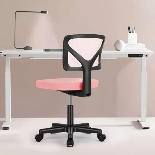 Musment Low-Back Mesh Armless Office Chair,Swivel Rolling Computer Chair No Arms with Lumbar Support