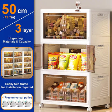 Musment Storage Bins with Lids, Foldable Plastic Storage Container with Door, Stackable Collapsible Storage Bins for Closet Organizers and Storage
