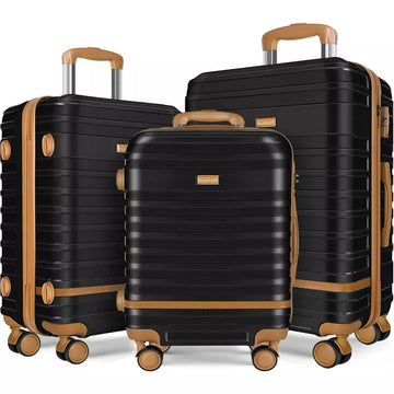 Musment 3 Pcs ABS Hardside Luggage Sets TSA Lock Spinner Wheel Suitcases, 20/24/28 Inch