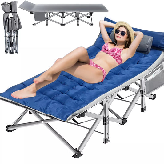 Musment Folding Camping Cot with Pillow, 75" x 28" Heavy Duty Folding Bed Cot with Carry Bag for Traveling Camp Office