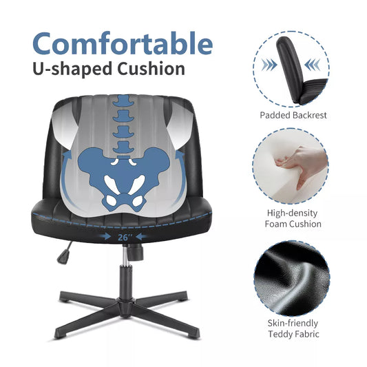 Musment Cross-Legged Chair,No Wheels Armless Swivel Home Office Chair