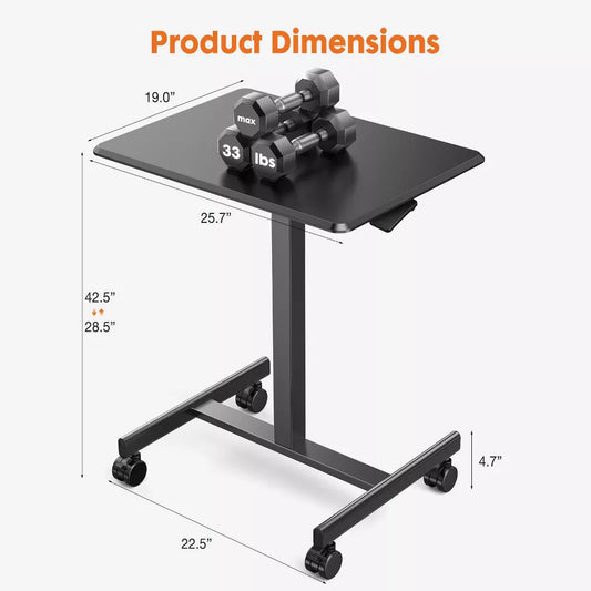 Musment Table Height Adjustable Mobile Laptop Cart, Ergonomic Standing Desk Rolling Workstation Podium Stand from 28" to 42" Tall
