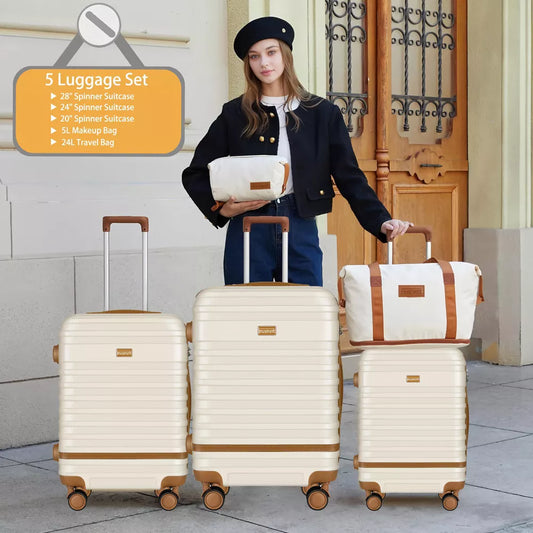 Musment 5 Piece Hardside Spinner Lightweight Luggage Set