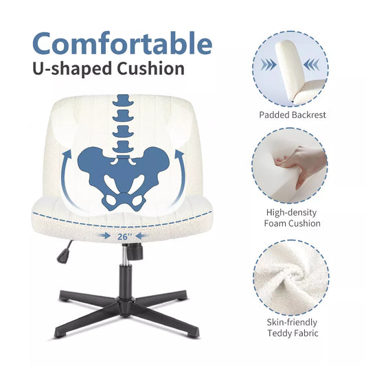 Musment Cross-Legged Chair,No Wheels Armless Swivel Home Office Chair
