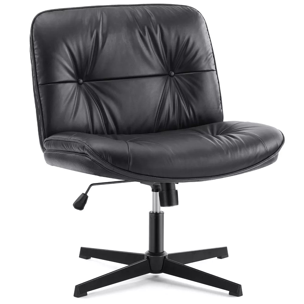 Musment Criss Cross Legged Chair, Armless Office Desk Wide Seat No Wheels, Swivel Height Adjustable Comfy