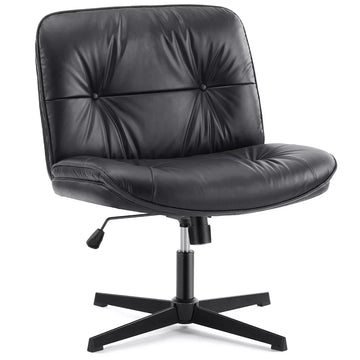 Musment Criss Cross Legged Chair, Armless Office Desk Wide Seat No Wheels, Swivel Height Adjustable Comfy