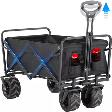 Musment Collapsible Foldable Wagon Cart, 350lbs Large Capacity Folding Wagon Cart with All-Terrain Wheels,Utility with Brakes for Grocery, Garden