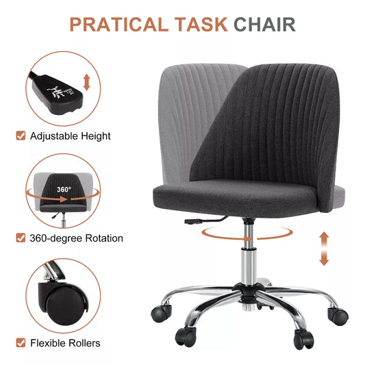 Musment Modern Fabric Armless Adjustable Swivel Office Desk Chairs with Wheels
