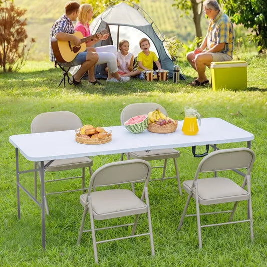Musment Folding Table Outdoor Indoor Heavy Duty Portable Table with Carrying Handle for Camping Picnic Party