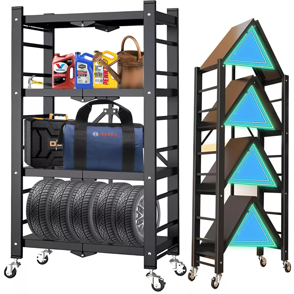 Musment Storage Shelf Rack, Heavy Duty Metal Shelf , Foldable Storage Shelving Unit