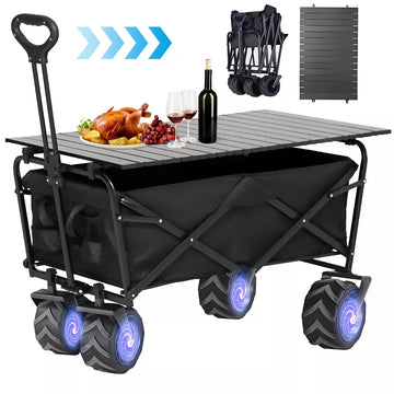Musment 350 lbs Collapsible Wagon Cart with Wheels Foldable - Folding Utility Heavy Duty Wagons Carts