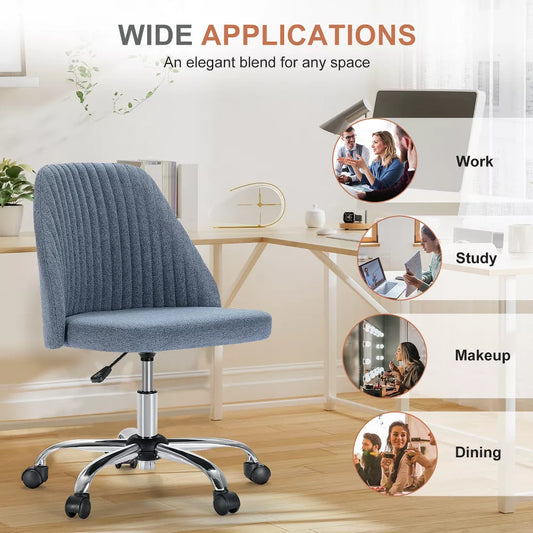 Musment Modern Fabric Armless Adjustable Swivel Office Desk Chairs with Wheels