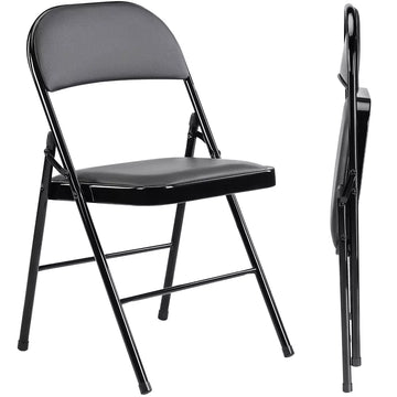 Musment Folding Chair with Vinyl Padded Seats ,Portable Dining Chairs
