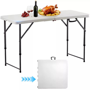 Musment 4ft Folding Table Adjustable Height Folding Table for Indoor and Outdoor