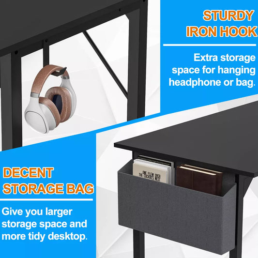 Musment Game Computer Desk with Storage, Home Office Modern Simple Style PC Table for Youth Student Adult