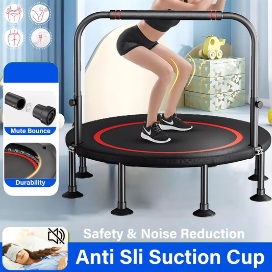 Musment 40" Foldable Mini Fitness Trampoline, Fitness Rebounder with Adjustable Foam Handle