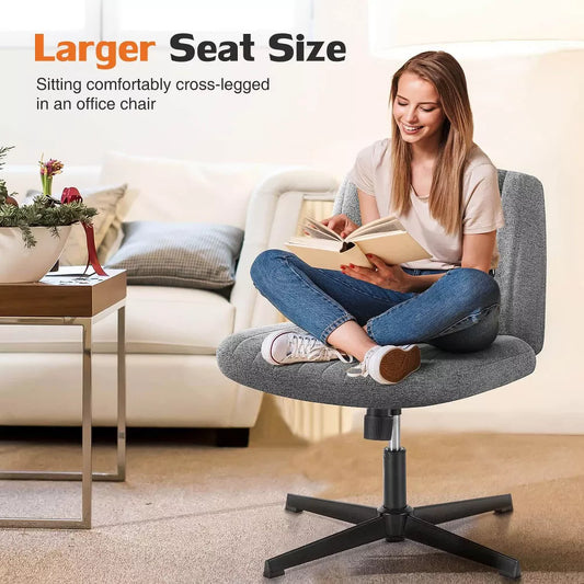 Musment Cross-Legged Chair,No Wheels Armless Swivel Home Office Chair