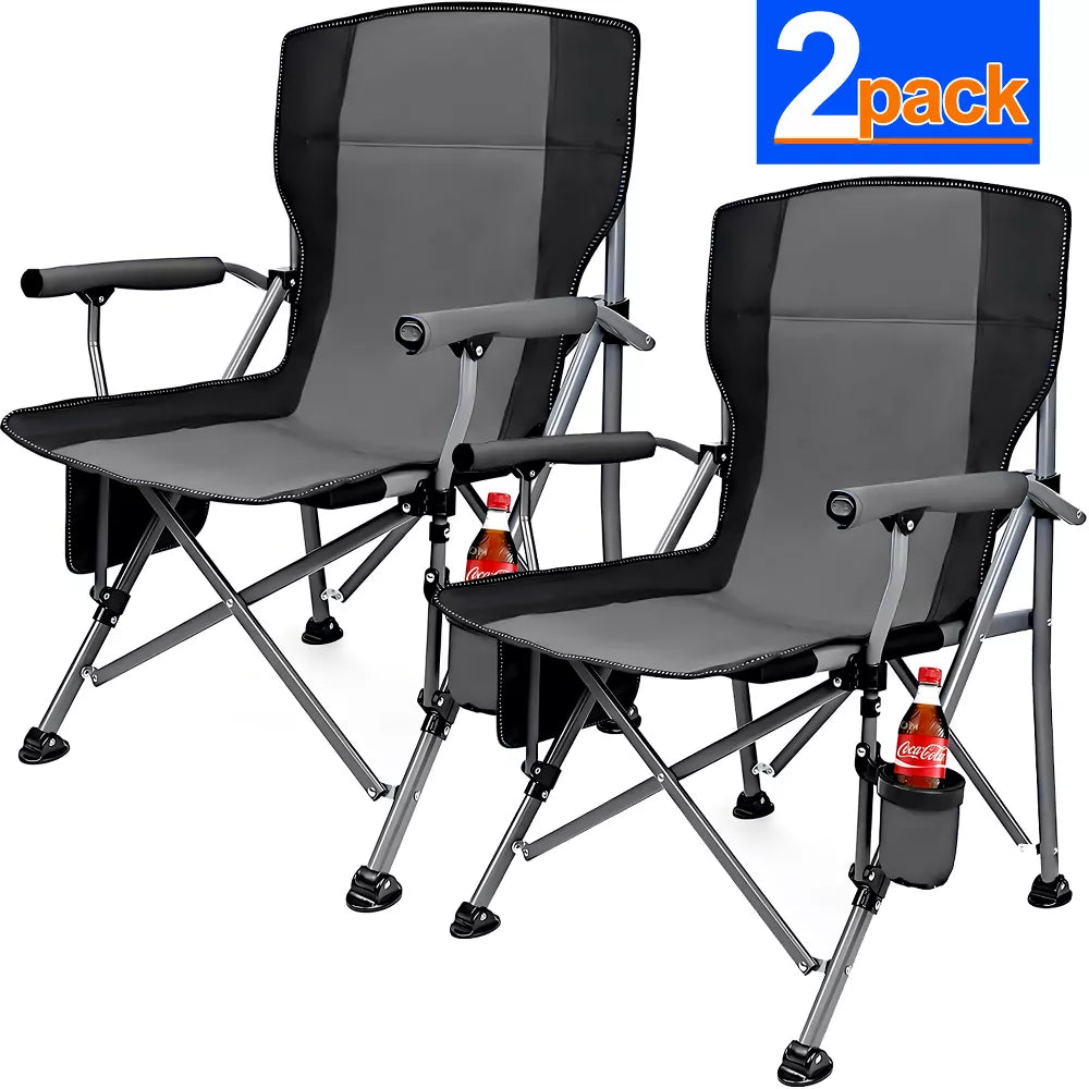 Musment 2PC Adult Outdoor Portable Camp Chair Grey