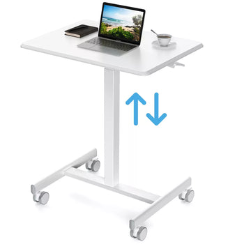 Musment Table Height Adjustable Mobile Laptop Cart, Ergonomic Standing Desk Rolling Workstation Podium Stand from 28" to 42" Tall