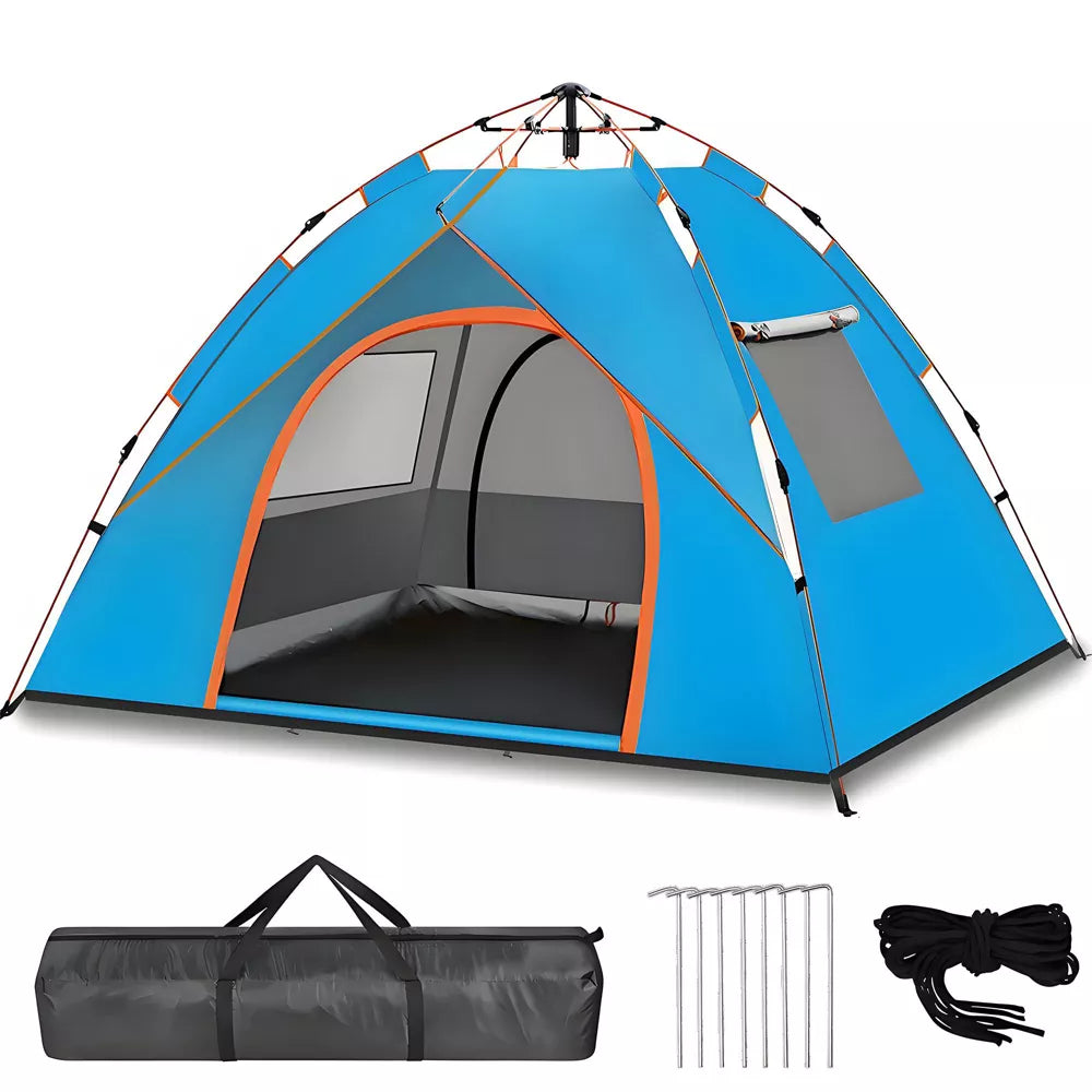 Musment 3/4-Person Pop Up Camping Tent with 2 Doors & 2 Windows for Camping/Traveling/Family Gathering/Hiking/Beach