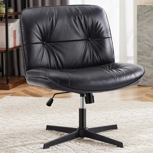 Musment Criss Cross Legged Chair, Armless Office Desk Wide Seat No Wheels, Swivel Height Adjustable Comfy