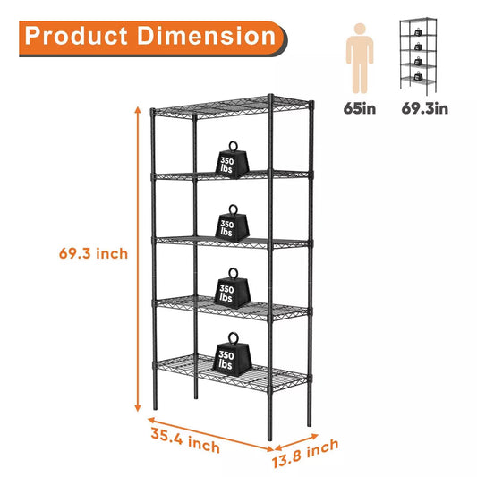 Musment Storage Shelving Unit, Adjustable Metal Wire Racks Heavy Duty Standing Shelf