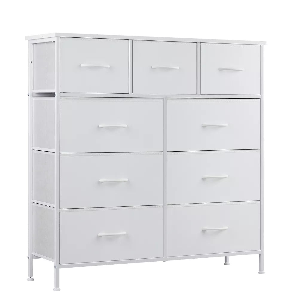 Tall Dresser Fabric Storage Tower ,Wooden Top for Kid Room, Closet, Entryway, Nursery