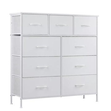 Tall Dresser Fabric Storage Tower ,Wooden Top for Kid Room, Closet, Entryway, Nursery