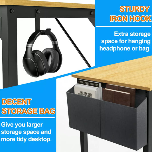 Musment Game Computer Desk with Storage, Home Office Modern Simple Style PC Table for Youth Student Adult