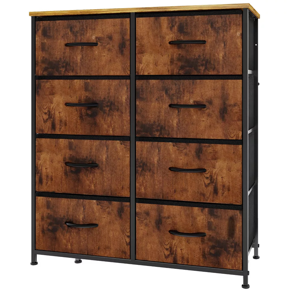Tall Dresser Fabric Storage Tower ,Wooden Top for Kid Room, Closet, Entryway, Nursery