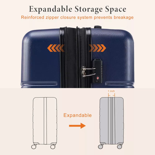 Musment Luggage, Expandable Hardside Suitcase with Spinner Wheels, Hard Shell ABS Durable Lightweight Travel Luggage with TSA Lock