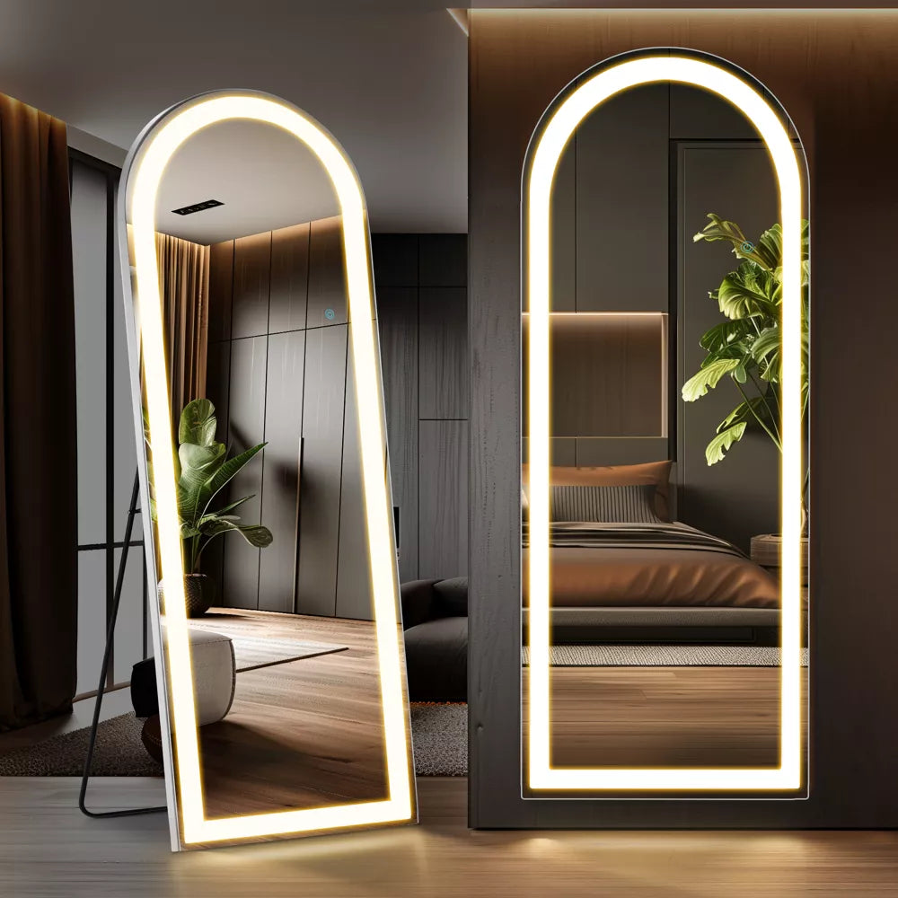 Musment 3 Color Lighting Mirror with LED Lights, Lighted Floor Standing Mirror with Stand, Wall Mounted Hanging