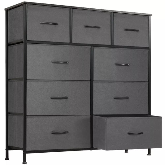 Tall Dresser Fabric Storage Tower ,Wooden Top for Kid Room, Closet, Entryway, Nursery