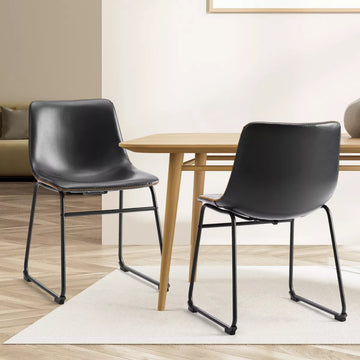 Musment Armless Industrial Faux Leather Barstools with Metal Legs and Footrest, Dining Chairs for Home Office Kitchen Island