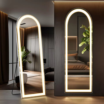 Musment 3 Color Lighting Mirror with LED Lights, Lighted Floor Standing Mirror with Stand, Wall Mounted Hanging