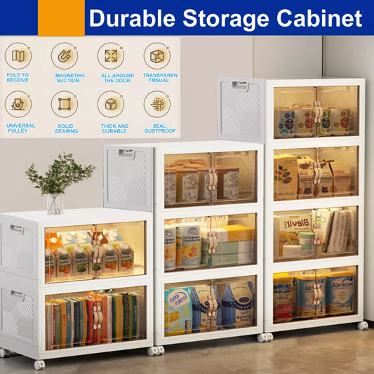 Musment Stackable Storage Bins with Lid, Closet Organizer and Storage Drawer, Collapsible Storage Box with Wheels for Living Room,Office,Dorm
