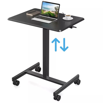 Musment Table Height Adjustable Mobile Laptop Cart, Ergonomic Standing Desk Rolling Workstation Podium Stand from 28" to 42" Tall